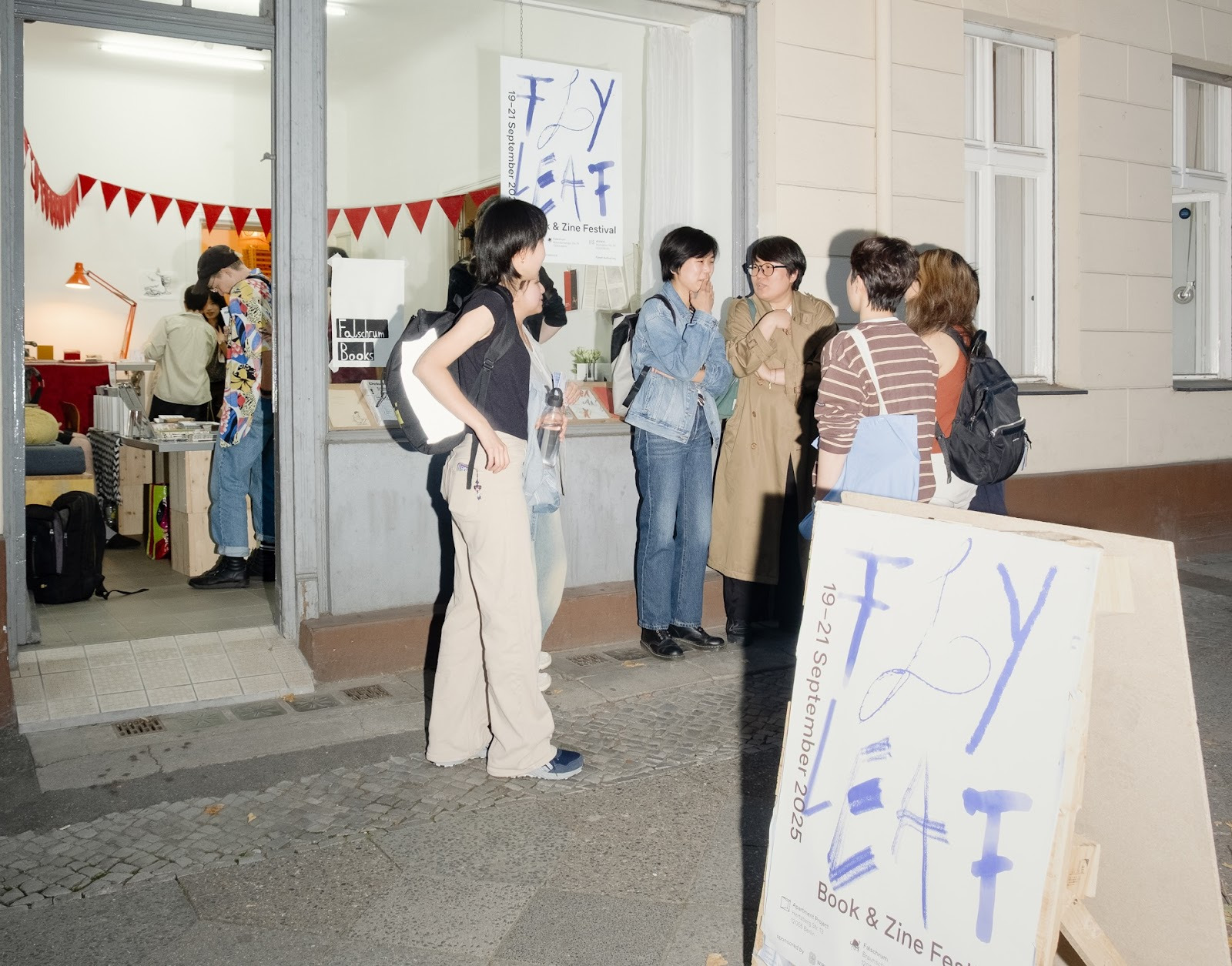 Outside of Falschrum Books, FLYLEAF 2025