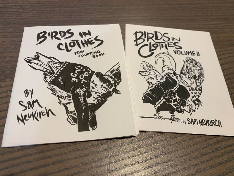Birds with Clothes Mini Zine 1 & 2 cover